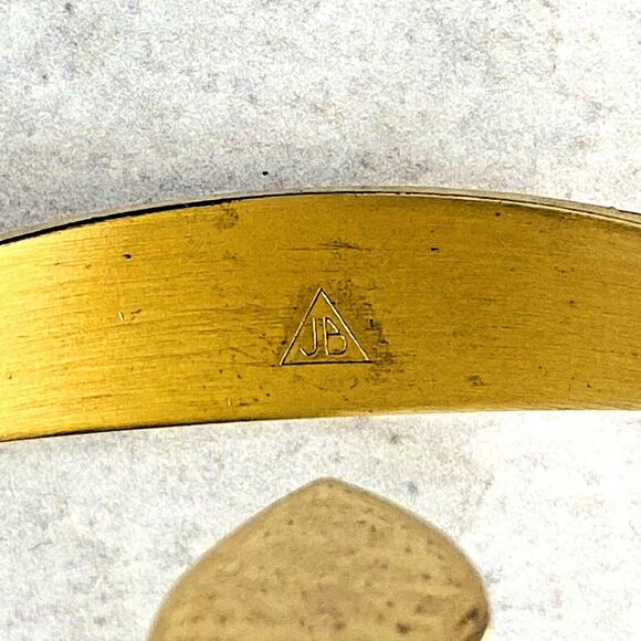 Engraved Signed Gold Filled Heart Charm ID Cuff Bracelet Jacoby Bender JB Mark - Picture 7 of 7
